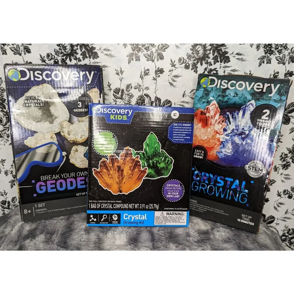 NWT Discovery Kids 2 Crystal Growing Kits & Break Your Own Geodes Kit Bundle